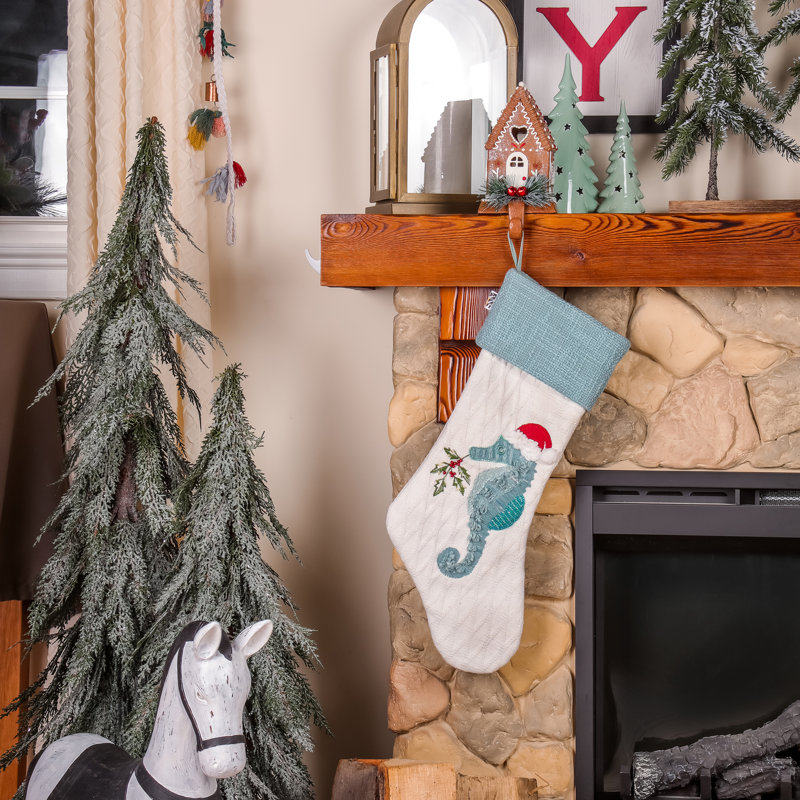 4 Pc hot Glitzhome Nautical Coastal Christmas Lot Seahorse Stockings Driftwood Tree